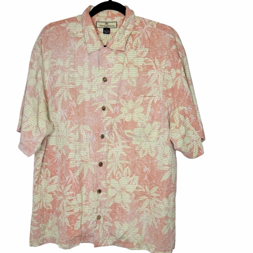 Tommy Bahama Hawaiian Button Down Shirt Short Sleeve Silk Medium